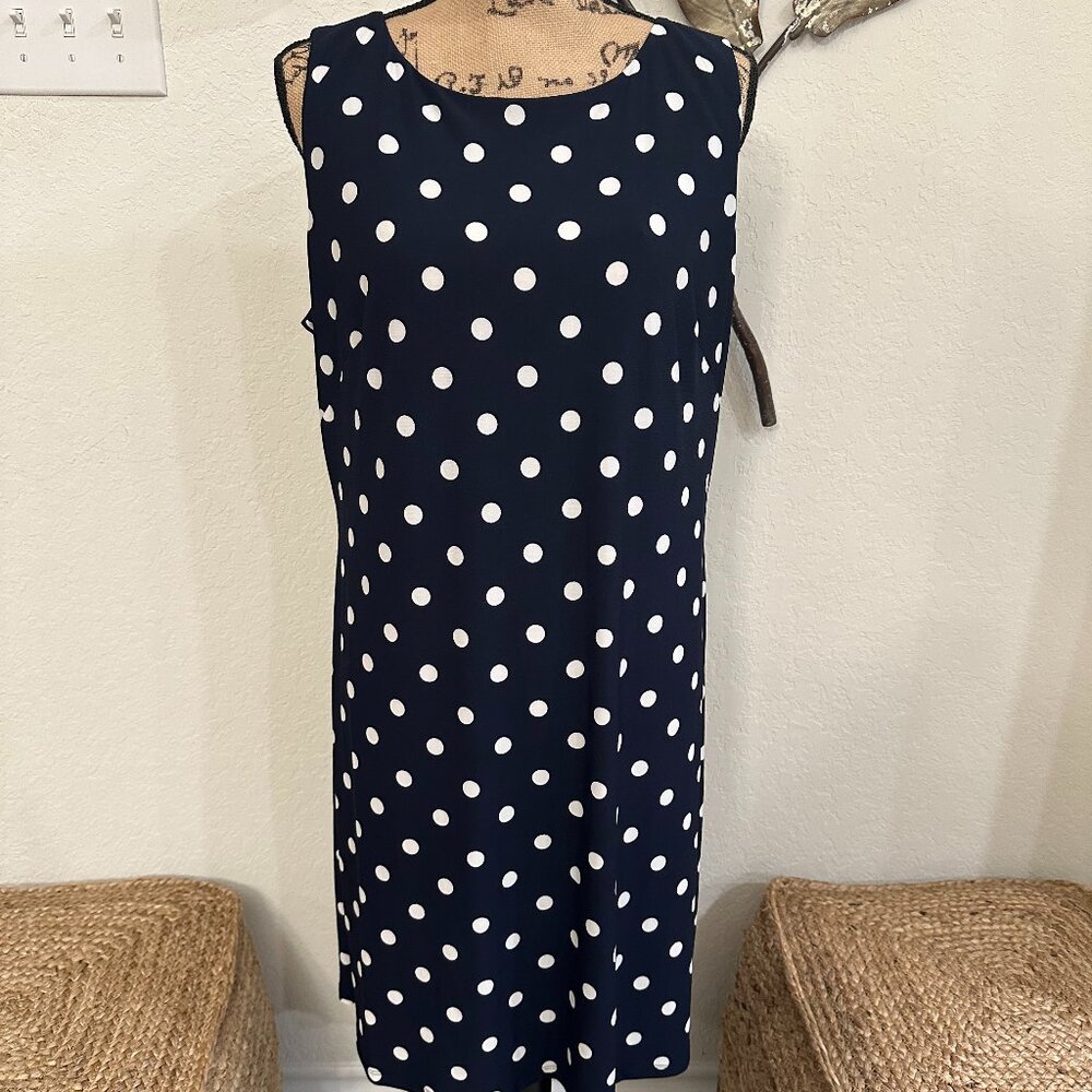 American Living Black & White Polka Dot Sleeveless Sheath Dress – Size 16 - Picture 2 of 4